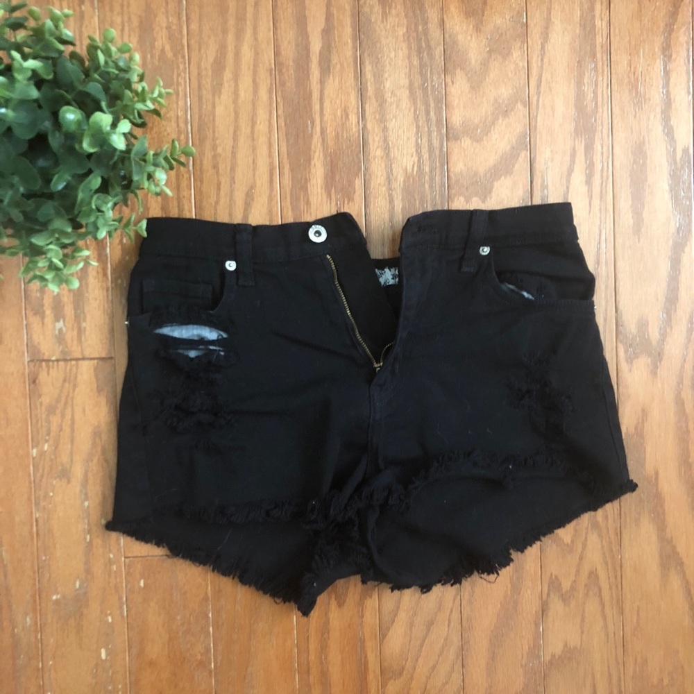 High Waisted Black Jean Shorts